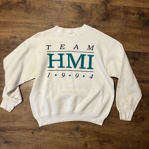 Vintage 90’s Collegiate Fraternity White TEAM HMI 1994 XL Crewneck Sweatshirt